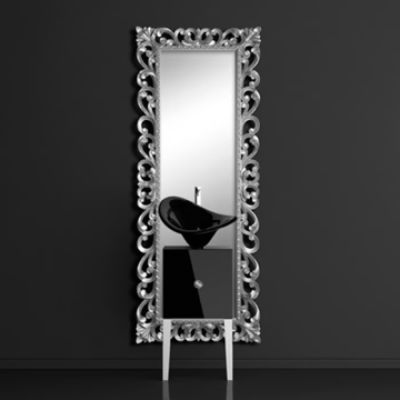 MONNALISA PRESTIGE FLOWER BLACK - Single wooden vanity unit with mirror by Glass Design - view 3